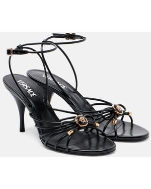 Versace Leather Slingback Sandals - Metallic