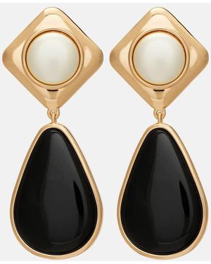 Self-Portrait Plated Drop Earrings - Black