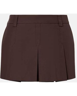 Miu Miu Logo Cotton-Blend Miniskirt - Brown
