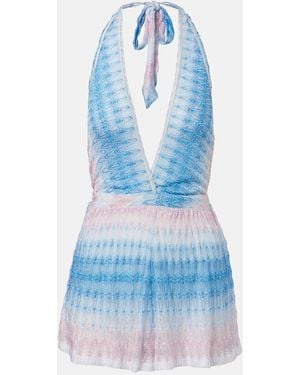 Missoni Zigzag Ombre Lame Romper - Blue