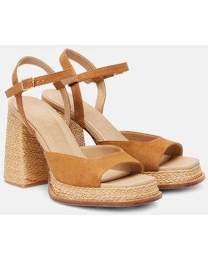 Souliers Martinez Gracia Suede Platform Sandals - Brown