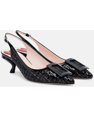 Roger Vivier Virgule 55 Sequined Slingback Pumps - Black