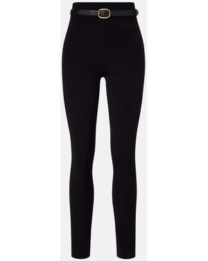 Self-Portrait Belted High-Rise Leggings - Blue