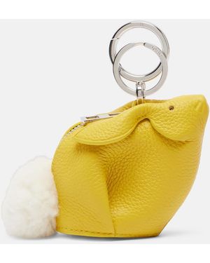 Loewe Shearling-Trimmed Leather Bag Charm - Yellow