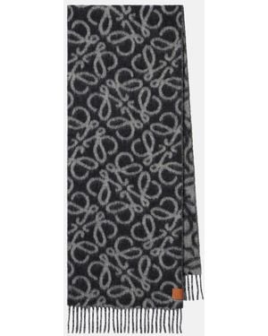 Loewe Anagram Alpaca And Wool-Blend Scarf - Black