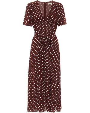 ALEXACHUNG Vivian Polka-dot Midi Dress - Brown