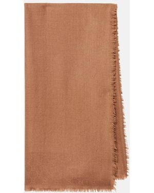 Gucci Gg Wool And Silk Jacquard Scarf - Brown