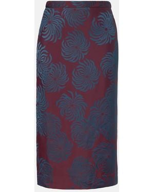 Dries Van Noten Printed Midi Skirt - Blue