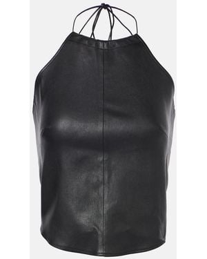 Stouls Rosie Halterneck Leather Top - Black