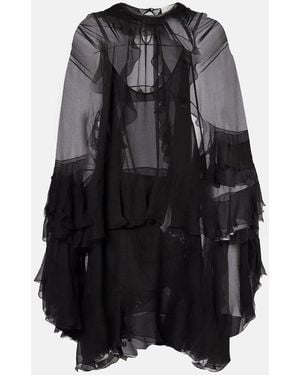 Chloé Ruffled Silk Chiffon Minidress - Black