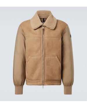 Moncler Tonnay Suede And Shearling Down Jacket - Brown