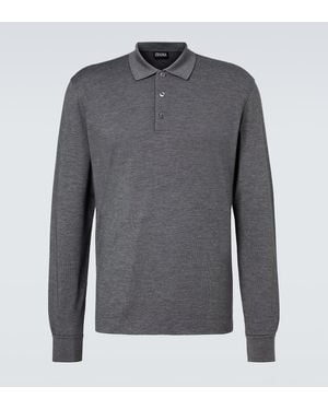 ZEGNA Cotton And Silk Polo Shirt - Grey