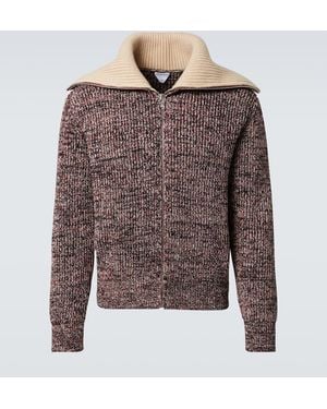 Bottega Veneta Ribbed-Knit Cotton And Wool Zip-Up Sweater - Brown
