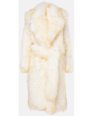 JACQUES WEI Herringbone Shearling Wrap Coat - Natural