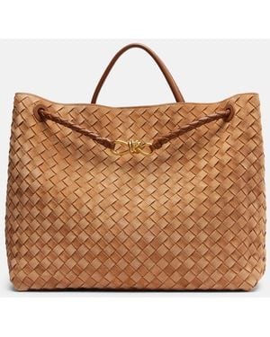 Bottega Veneta Andiamo Intrecciato Large Suede Tote Bag - Brown