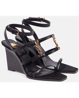 Saint Laurent Cassandre 40 Leather Wedges in Black | Lyst Canada