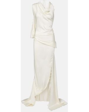 Victoria Beckham Draped Crepe Satin Gown - White