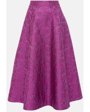 Valentino Floral Brocade Midi Skirt - Purple