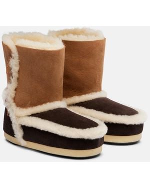 Moon Boot Evx Shearling-Trimmed Suede Ankle Boots - Brown