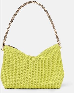 Jimmy Choo Callie Raffia Shoulder Bag - Yellow