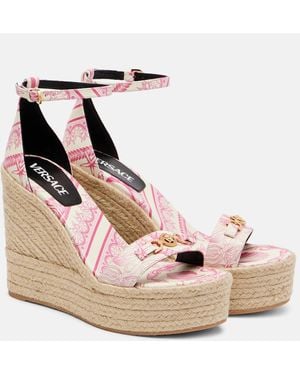 Versace Medusa '95 Leather Espadrille Wedges - Pink