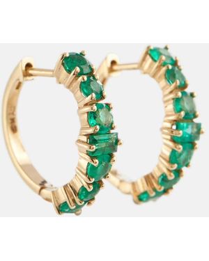 Ileana Makri Rivulet 18Kt Hoop Earrings With Emeralds - Green
