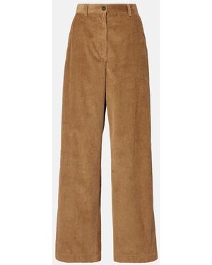 Miu Miu Cotton Corduroy Wide-Leg Pants - Brown