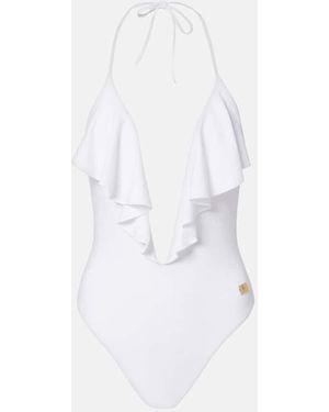 Balmain Frilled Swimsuit - White