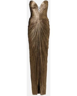 Maria Lucia Hohan Alessandra Gathered Silk Bustier Gown - Green