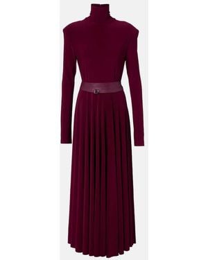 Norma Kamali Pleated Turtleneck Maxi Dress - Purple