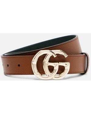 Gucci Gg Leather Belt - Brown