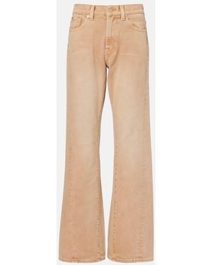 7 For All Mankind Twisted Tess Mid-Rise Wide-Leg Jeans - Natural