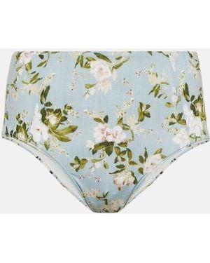 Erdem Floral High-Rise Bikini Bottoms - Blue