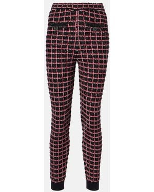 Self-Portrait Tweed High-Rise Leggings - Red