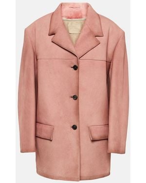 Prada Suede Single-Breasted Jacket - Pink