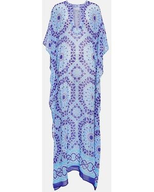 Alexandra Miro Roxanne Printed Chiffon Kaftan - Blue