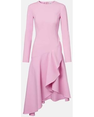 Oscar de la Renta Asymmetric Wool-Blend Cocktail Dress - Pink