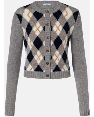Prada Argyle Cashmere Cardigan - Grey