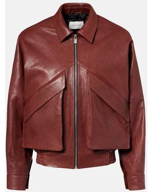 Magda Butrym Leather Bomber Jacket - Red