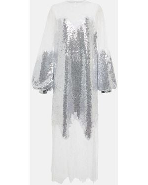 Costarellos Zahara Sequined And Lace Gown - White