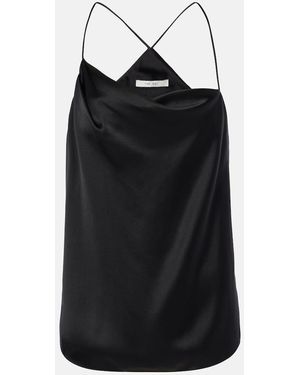 The Sei Silk Satin Top - Black