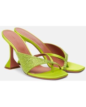 AMINA MUADDI Shiona 95 Crystal-Embellished Satin Mules - Yellow