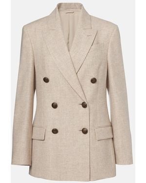 Brunello Cucinelli Wool And Cashmere Blazer - Natural