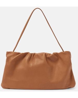 The Row Bourse Xl Leather Shoulder Bag - Brown