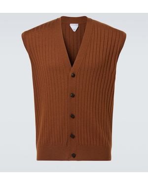 Bottega Veneta Ribbed-Knit Wool Sweater Vest - Brown