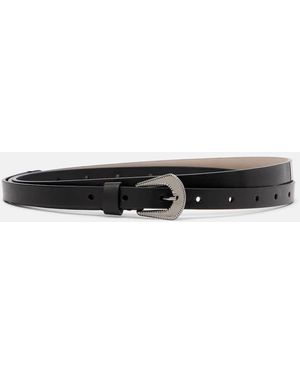 Brunello Cucinelli Slim Leather Belt - Black
