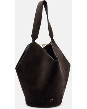 KHAITE Lotus Small Suede Tote Bag - Black