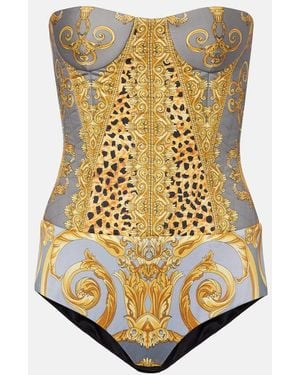Versace Printed Cotton Corset Bodysuit - Metallic