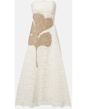 Costarellos Hallis Embellished Lace Cocktail Dress - White