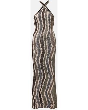 Missoni Sequined Open-Back Lame Gown - White